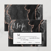 RSVP Zwart Agaat Roos Goud Glitter Response Kaart (Voorkant / Achterkant)