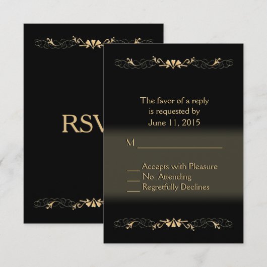 RSVP zwart en goud Kaartje (Voorkant / Achterkant)