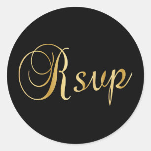 RSVP   Zwart en goud Ronde Sticker