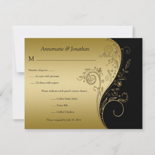RSVP (zwart en goudFloral) (Voorkant)