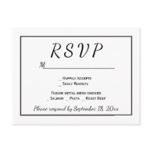 RSVP Zwart en Wit Minimalistische Huwelijk