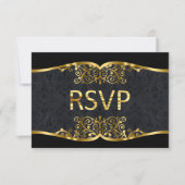 RSVP Zwart Gouden Damast Trouwuitnodiging