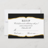 RSVP Zwart Gouden Damast Trouwuitnodiging (Achterkant)