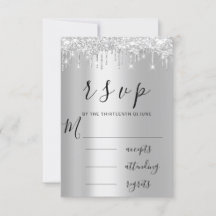 RSVP Zwart Grijs Silver Drips Trouwfeest