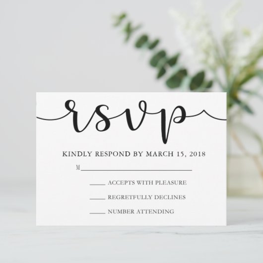 RSVP zwart-wit | eenvoudige kalligrafie (Staand voorkant)