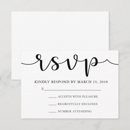 RSVP zwart-wit | eenvoudige kalligrafie (Voorkant / Achterkant)