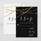 RSVP Zwart Wit Goud Zwarte Lichten Simpel Kaartje (Voorkant / Achterkant)