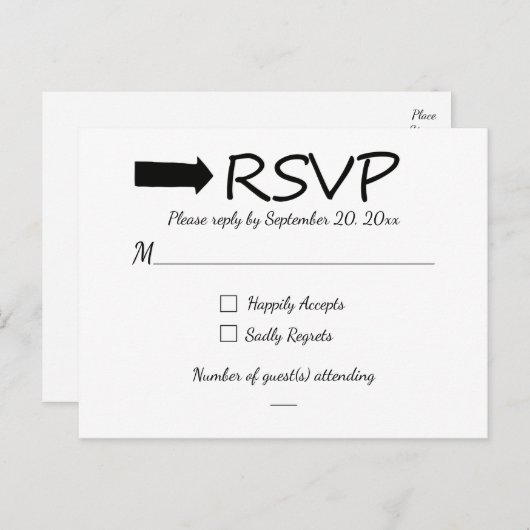 RSVP zwart-wit pijl bruiloft / feest Uitnodiging Briefkaart (Voorkant / Achterkant)