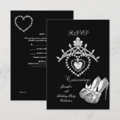 RSVP Zwart Wit Quinceanera Party Schoenen Tiara (Voorkant / Achterkant)