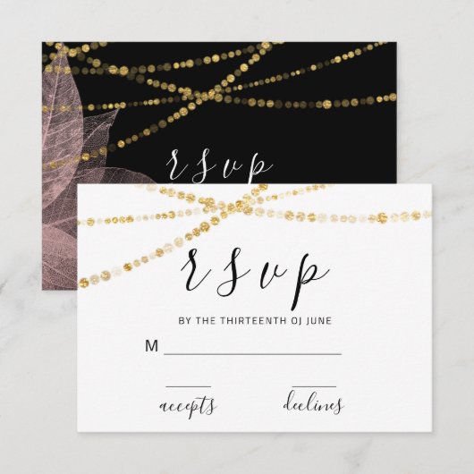 RSVP Zwart Wit Roos Bloemen Delicat Golden Lights (Voorkant / Achterkant)
