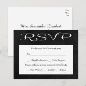 RSVP zwart-wit schoolbord (maaltijd) Uitnodiging Briefkaart (Voorkant / Achterkant)