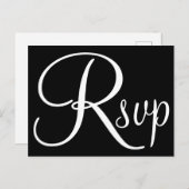 RSVP zwart-witkalligrafie Uitnodiging Briefkaart (Voorkant / Achterkant)