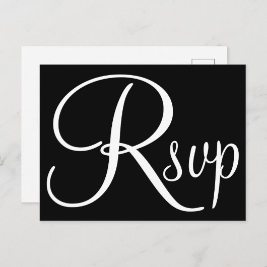 RSVP zwart-witkalligrafie Uitnodiging Briefkaart (Voorkant / Achterkant)