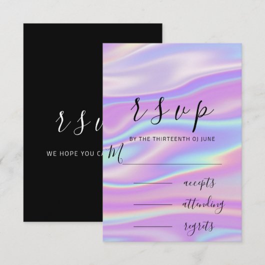 RSVP Zwart Witte Holografische Pastel Poeder (Voorkant / Achterkant)