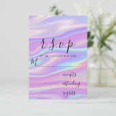 RSVP Zwart Witte Holografische Pastel Poeder Kaartje (Staand voorkant)