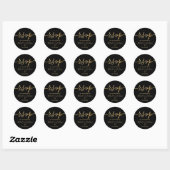RSVP - Zwarte en Gouden Klassieke Ronde Sticker (Vel)