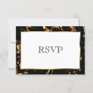 RSVP  Zwarte en gouden marmer Kaartje