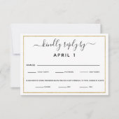 RSVP: zwarte en goudmaaltijd RSVP Kaartje (Voorkant)