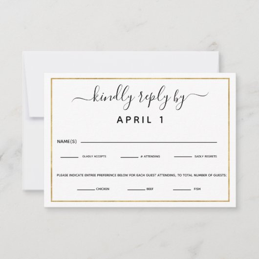 RSVP: zwarte en goudmaaltijd RSVP Kaartje (Voorkant)
