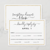 RSVP: zwarte en goudmaaltijd RSVP Kaartje (Voorkant / Achterkant)