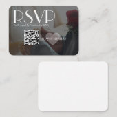 RSVP Zwarte Foto Hart QR Code Huwelijk Informatiekaartje (Voorkant / Achterkant)