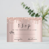 RSVP Zwarte Roze Gouden Glitterdruppels (Staand voorkant)