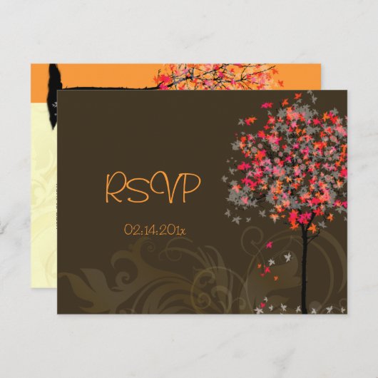 RSVP's van Maple Tree/Fall bruiloft vereisen 5 x 7 RSVP Kaartje (Voorkant / Achterkant)