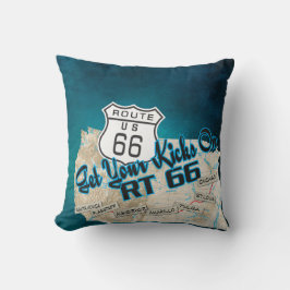 rt 66 kussen met "get your kicks" 26blauw