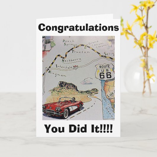 RT. 66 MET EEN GROTE GROTE "CONGRATS EN MANIER OM  KAART (Gele Bloem)