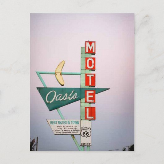 Rt 66 Tulsa  Motel Sign Briefkaart (Voorkant)