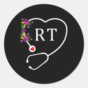 RT Ademhalingslongen Therapeut Bloemstethoscoop Ronde Sticker