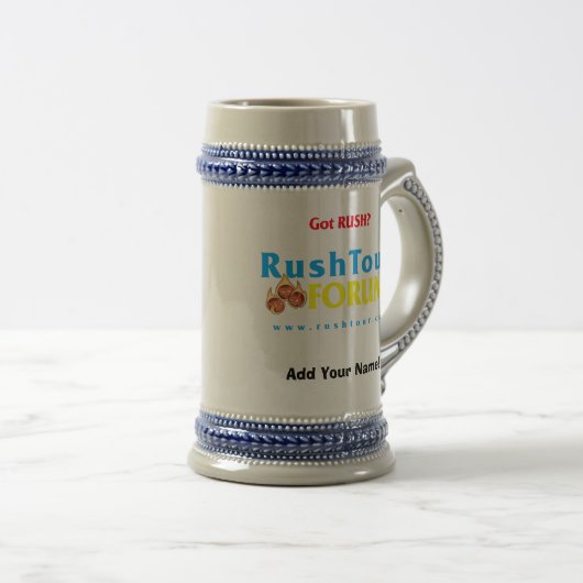 RT Beer Stein 2007 Blue/Yellow (voeg Jouw naam toe Bierpul (Voorkant rechts)