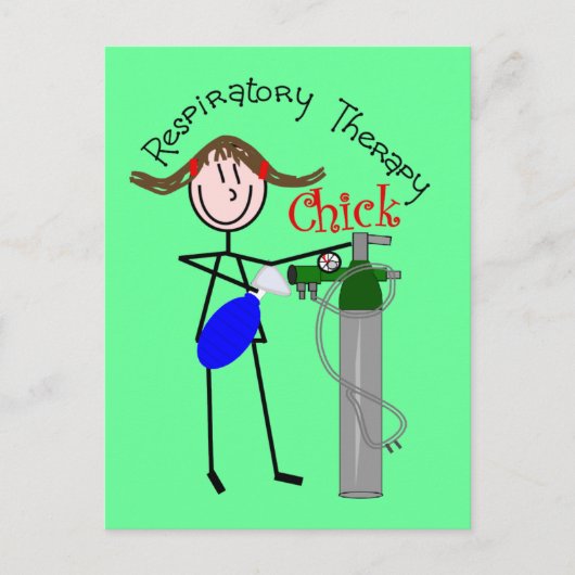 RT Chick O2 Tank en Ambu Bag Stick People Briefkaart (Voorkant)