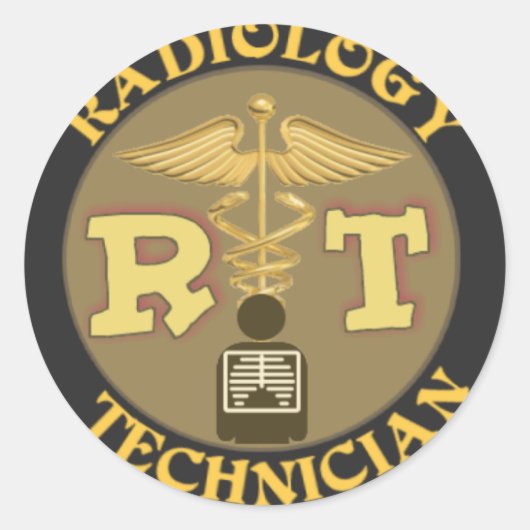 RT RADIOLOGY TECHNICIAN BADGE - LOGO RONDE STICKER (Voorkant)