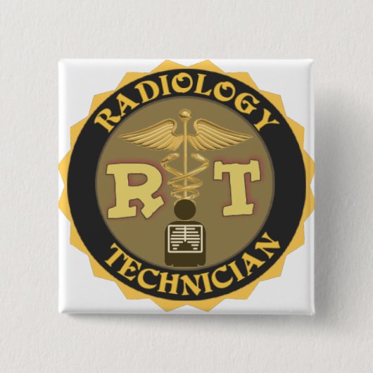RT RADIOLOGY TECHNICIAN BADGE - LOGO VIERKANTE BUTTON 5,1 CM (Voorkant)
