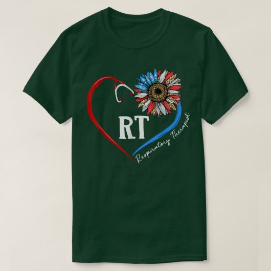 RT Respiratory Therapist Sunflower Stethoscope Hea T-shirt (Design voorkant)