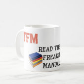 RTFM-mok2, RTFM-mok1, RTFM-mok3, RTFM-mok4 Koffiemok (Voorkant links)