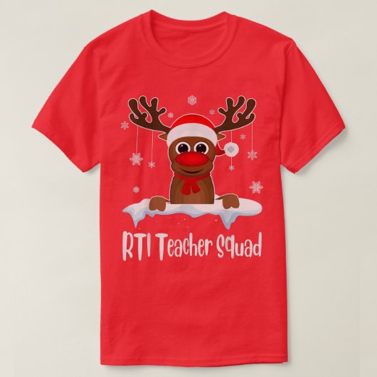 RTI Teacher Squad Xmas Reindeer Santa Hat Christma T-shirt (Design voorkant)