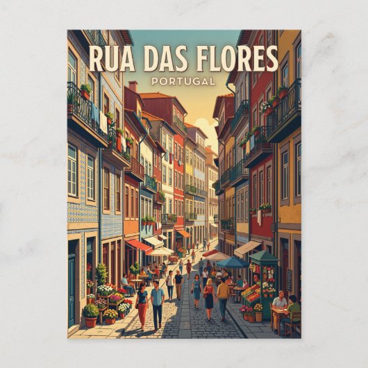 Rua das Flores Portugal Briefkaart (Voorkant)