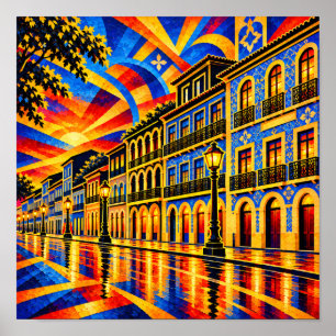 Rua Portugal Mansions, São Luís Silhouette Poster