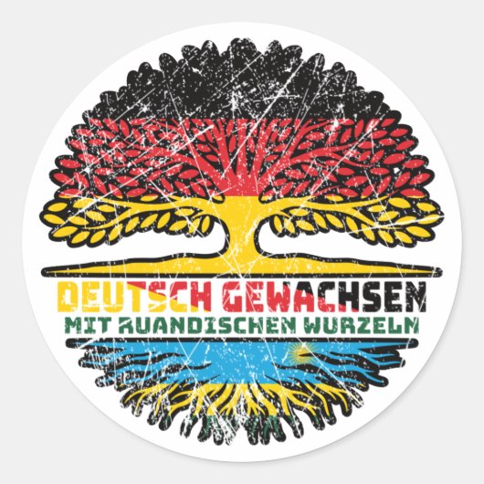 Ruanda Ruandisch Deutsch Deutschland Baum Wurzel Ronde Sticker (Voorkant)