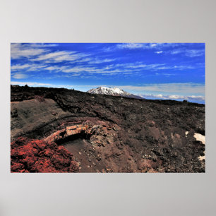 Ruapehu en de Ngaurahoe Crater Poster