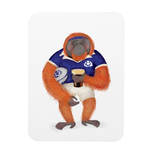 Ruaridh de rugby orang-oetan magneet (Verticaal)