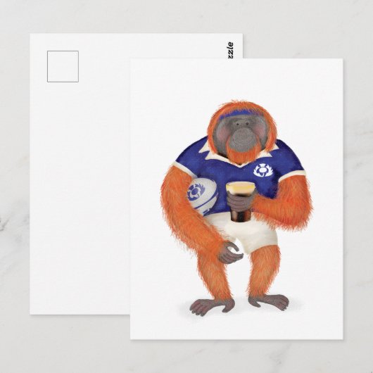 Ruaridh het rugby orang-oetan briefkaart (Voorkant / Achterkant)