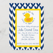 Rub-a-dub Baby shower Uitnodiging - Blauw (Voorkant / Achterkant)