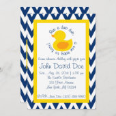 Rub-a-dub Baby shower Uitnodiging - Blauw (Voorkant / Achterkant)
