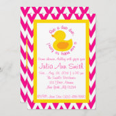 Rub-a-dub Baby shower Uitnodiging - Roze (Voorkant / Achterkant)