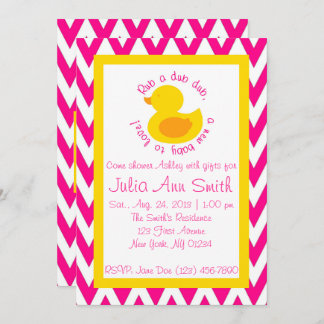 Rub-a-dub Baby shower Uitnodiging - Roze