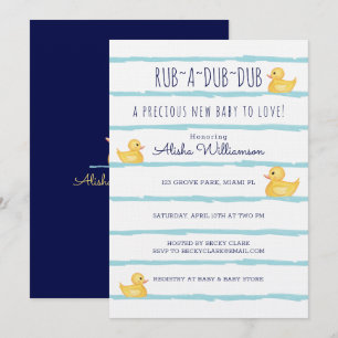 Rub-A-Dub Cute Yellow Rubber Ducky Baby shower Kaart