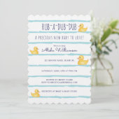 Rub-A-Dub Cute Yellow Rubber Ducky Baby shower Kaart (Staand voorkant)